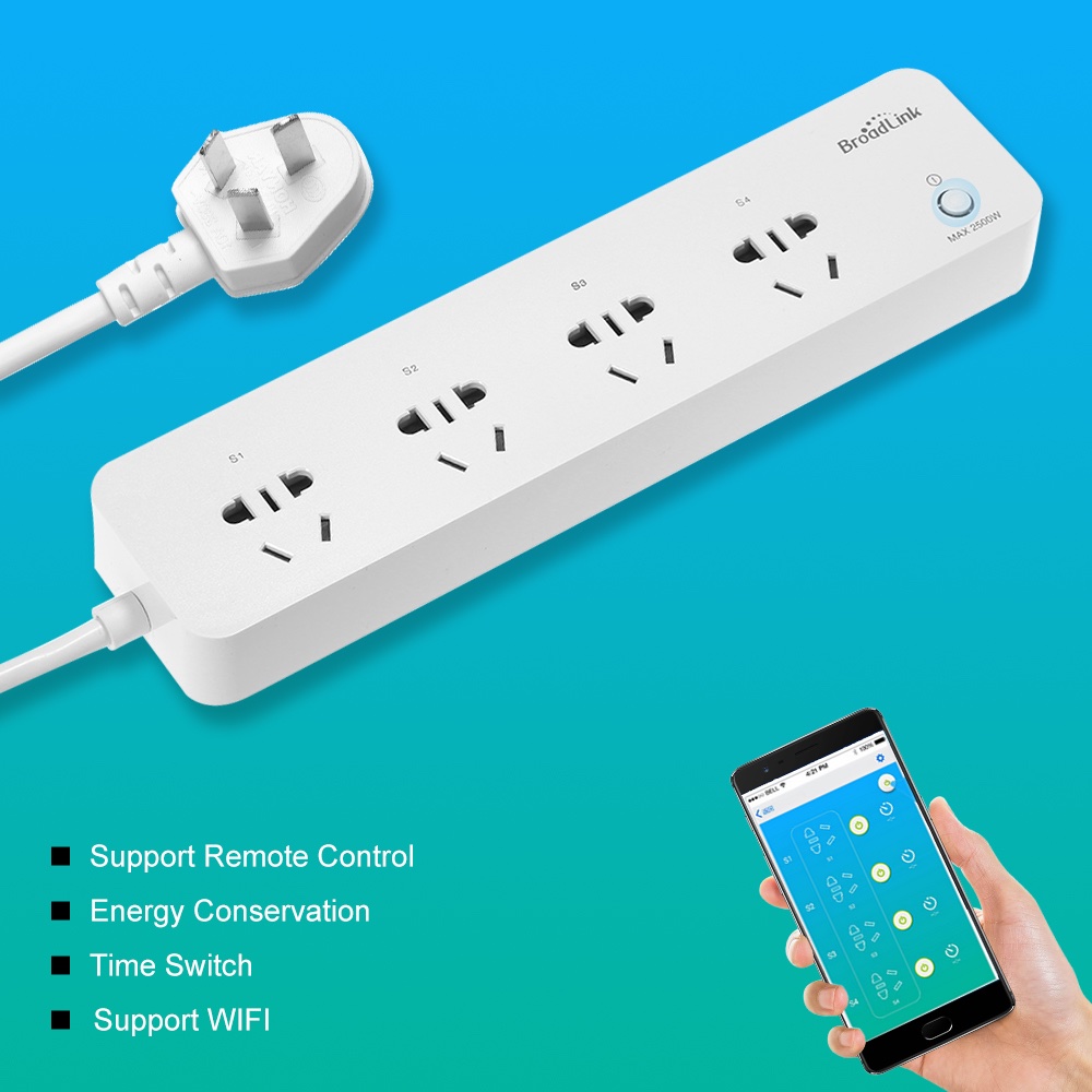 Ổ cắm kéo dài thông minh BroadLink MP1, kết nối Wifi, hỗ trợ Google và Alexa - Ảnh 3