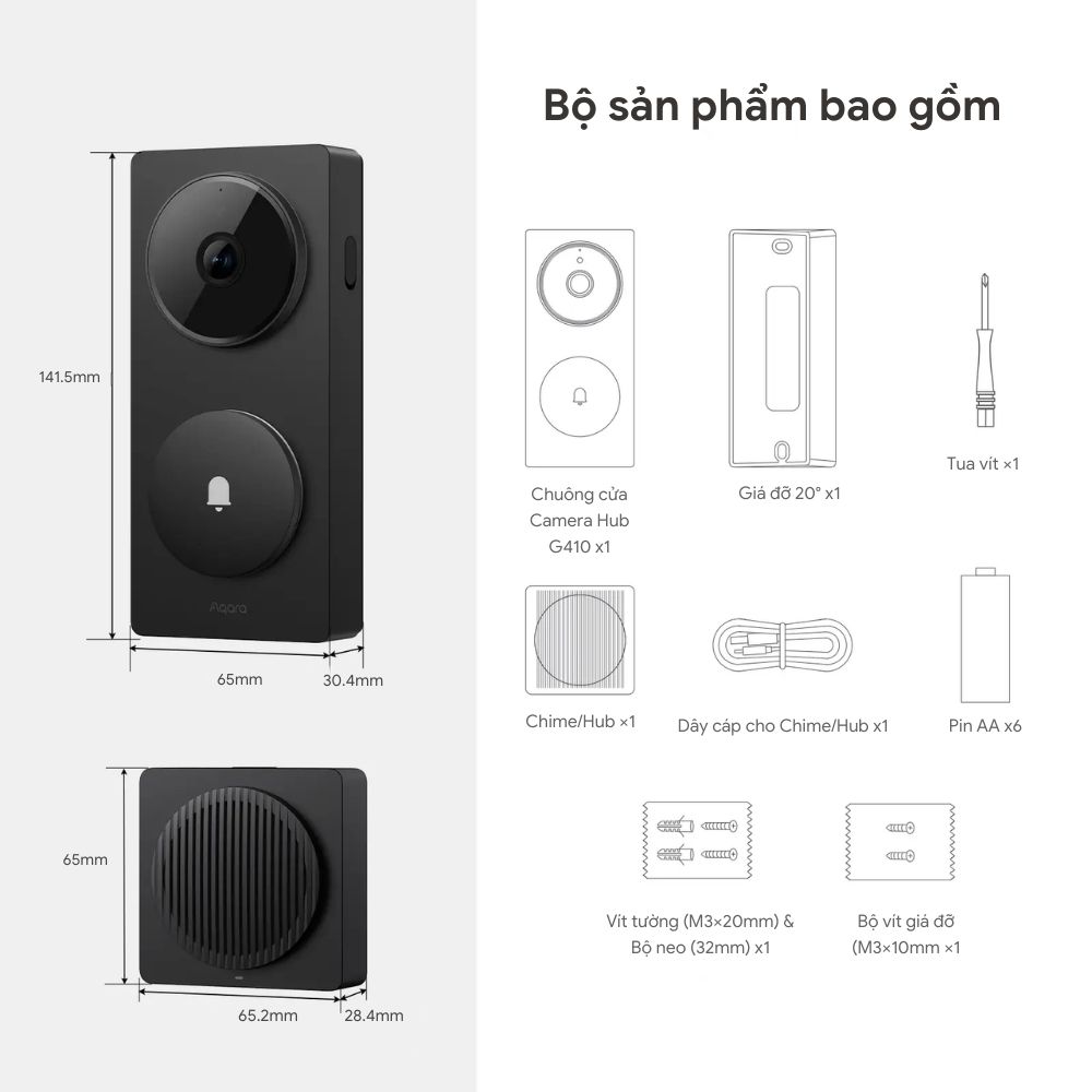 Chuông cửa Camera Hub Aqara G410 2K hỗ trợ dùng Pin - Ảnh 14